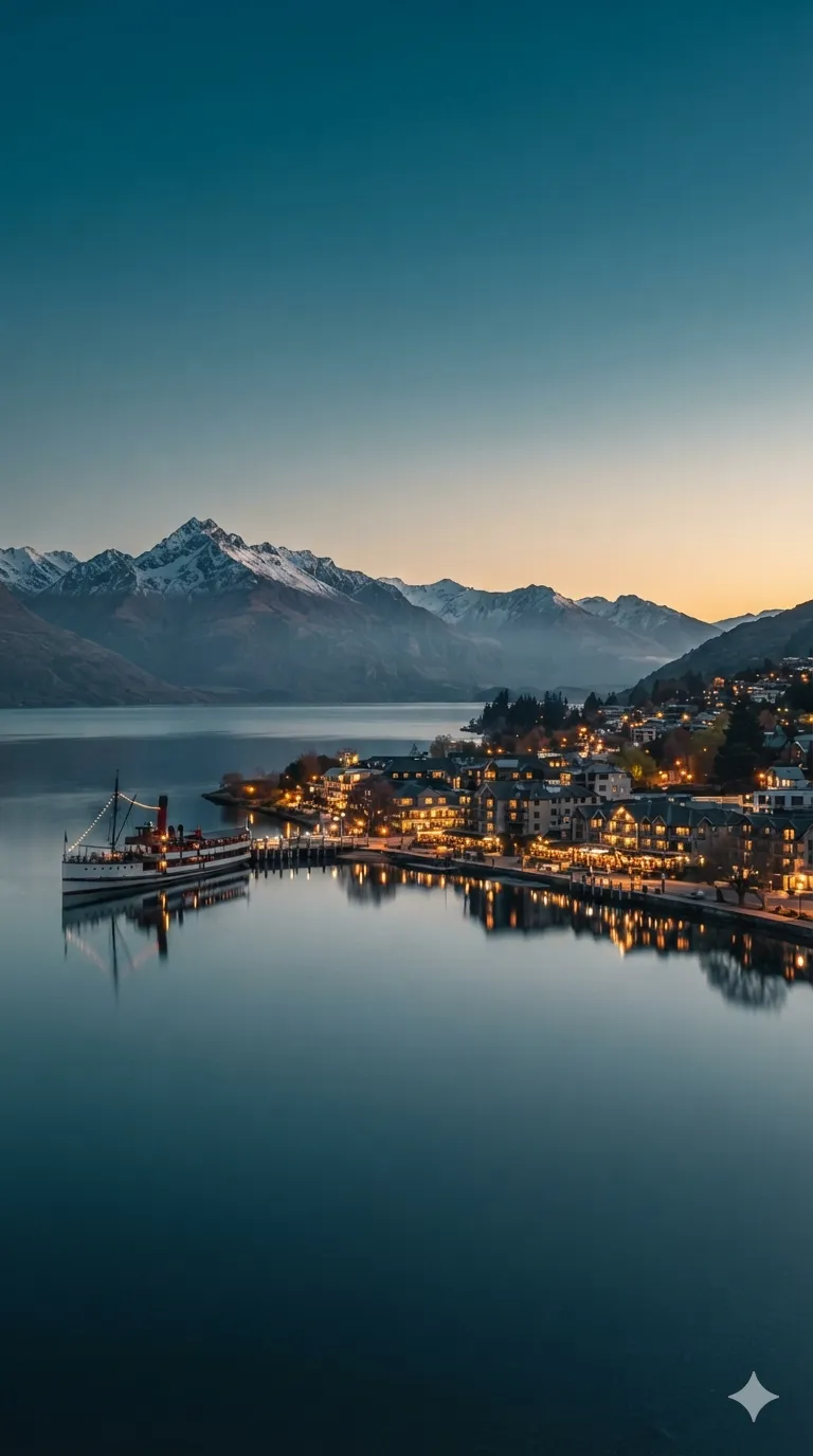 Lake Wakatipu and The Remarkables at dusk, Queenstown